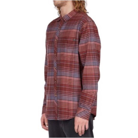 NWT Billabong Men’s Coastline Flannel Shirt Rose Dust Size S - Picture 3 of 13